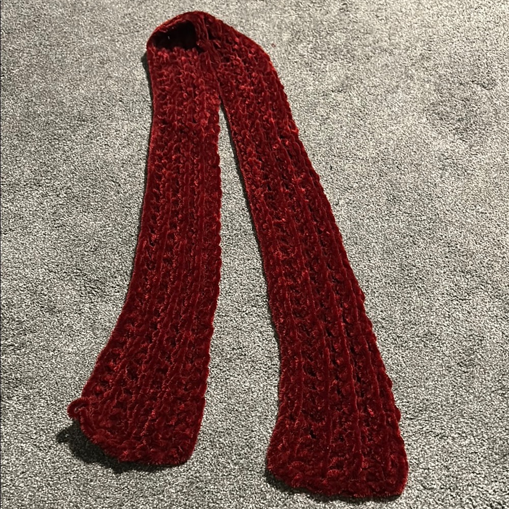 Dark Red Crocheted Scarf